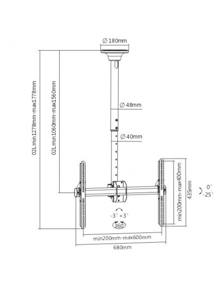 Suport TV tavan, telescopic Full Motion, Blackmount CE946-02L Suport TV tavan, telescopic Full Motion, Blackmount CE946-02L