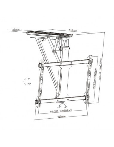 Suport TV de tavan motorizat Blackmount PLB-M0546, 32"-70", 35