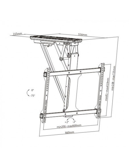 Suport TV de tavan motorizat Blackmount PLB-M0546, 32"-70", 35