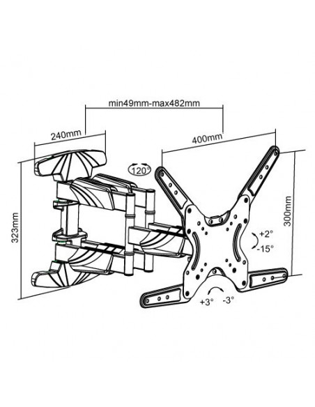 Suport TV de perete Full-Motion Blackmount LPA50-446, diagonale