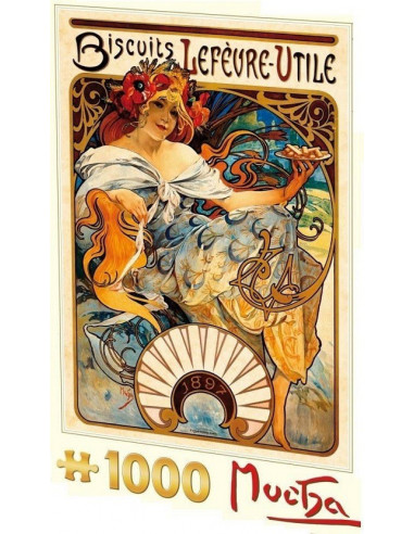 Biscuits Lefevre-Utile, Puzzle D-Toys Alphonse Mucha, 1000