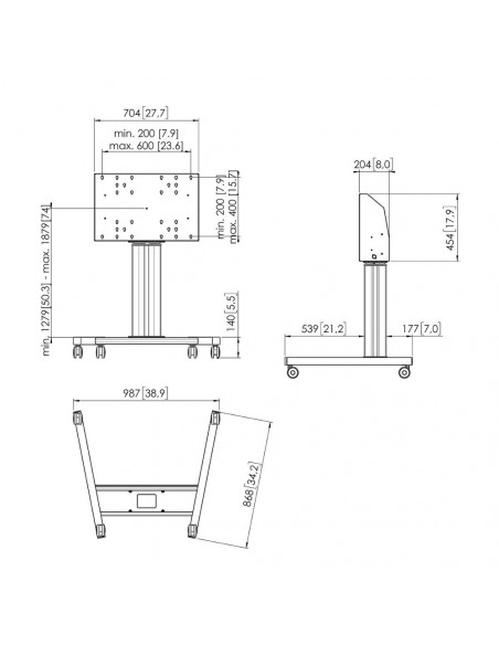 Stand TV motorizat Vogels TE6064, lift 60cm, display max 100''