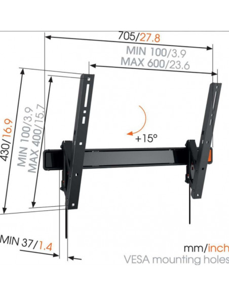 Suport TV perete, reglabil, Vogel's W50810, 40''-65''