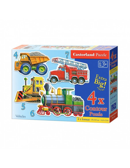 Vehicule, Puzzle Castorland 4 In 1 - 4, 5, 6, 7 Piese,Uniq4256