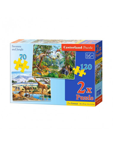Savanna And Jungle, Puzzle Castorland 2 In 1 - 70, 120