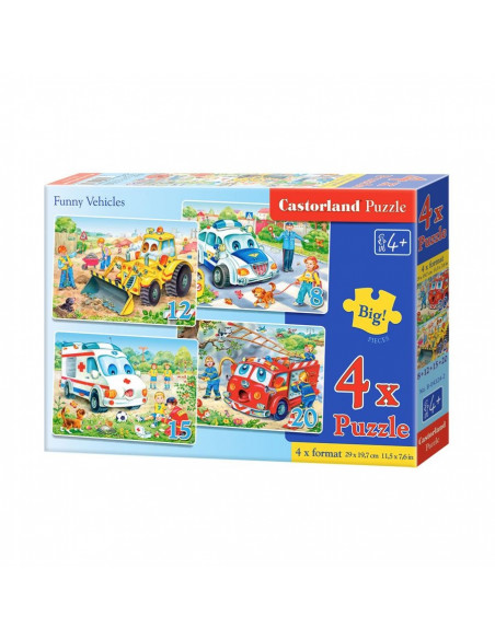 Vehicule Amuzante, Puzzle Castorland 4 In 1 - 8, 12, 15, 20