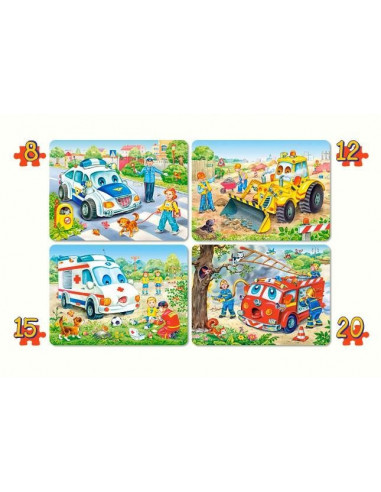 Vehicule Amuzante, Puzzle Castorland 4 In 1 - 8, 12, 15, 20