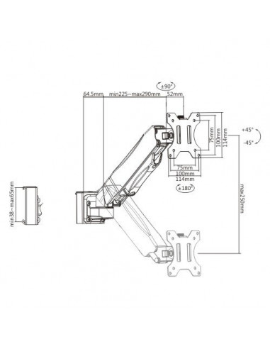 Suport monitor Gas Spring Single pentru SLAT Wall, Blackmount