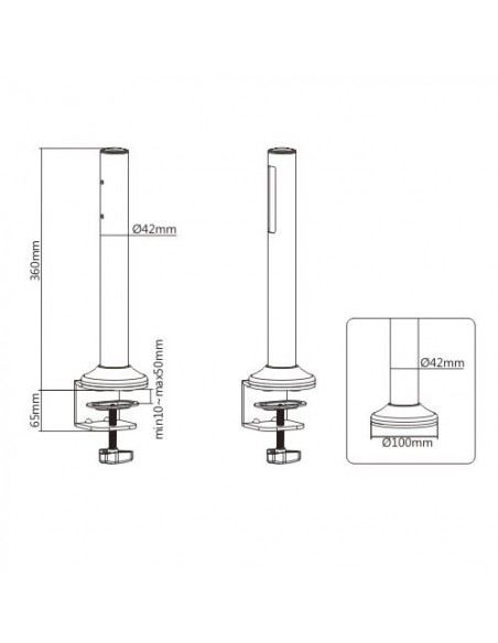 Poli de montaj de birou Slatwall Blackmount SW02-3,BM-SW02-3