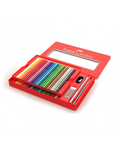 FC115933,Creioane Colorate Acuarele Faber-Castell, 48 Culori, 4 Accesorii Cutie