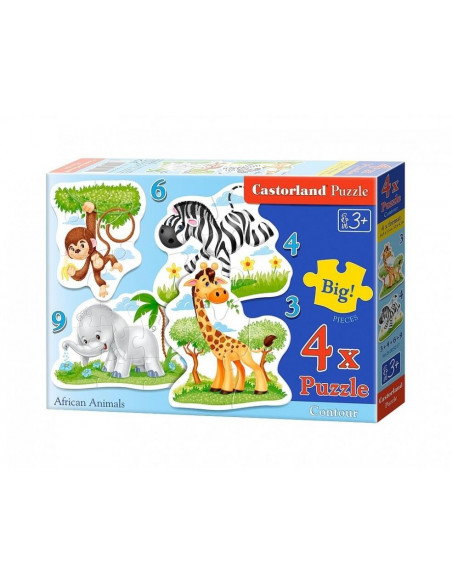 Animale Din Africa, Puzzle Castorland 4 In 1 - 3, 4, 6, 9