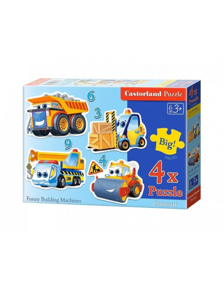 Funny Building Machines, Puzzle Castorland 4 In 1 - 3, 4, 6, 9