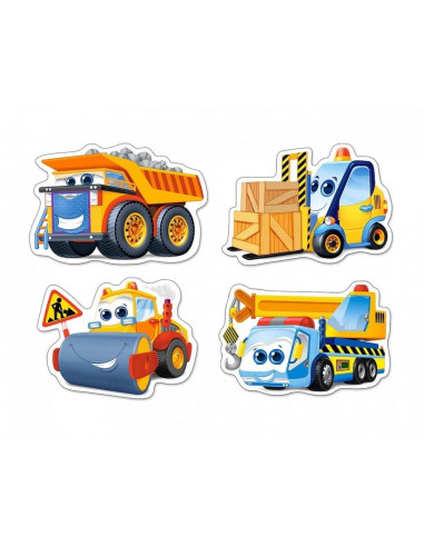 Funny Building Machines, Puzzle Castorland 4 In 1 - 3, 4, 6, 9