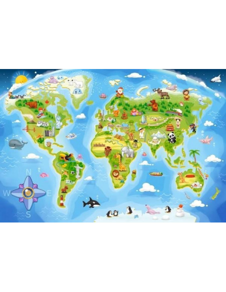Harta Lumii, Puzzle Castorland Maxi, 40 Piese,Uniq40117