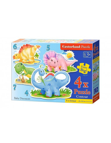 Pui De Dinozaur, Puzzle Castorland 4 In 1 - 4, 5, 6, 7