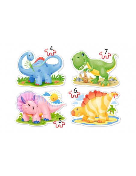 Pui De Dinozaur, Puzzle Castorland 4 In 1 - 4, 5, 6, 7