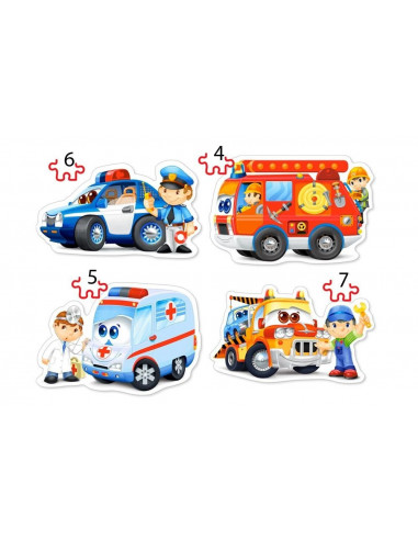 Rescue Services, Puzzle Castorland 4 In 1 - 4, 5, 6, 7