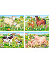Animal Moms And Babies, Puzzle Castorland 4 In 1 - 8, 12, 15