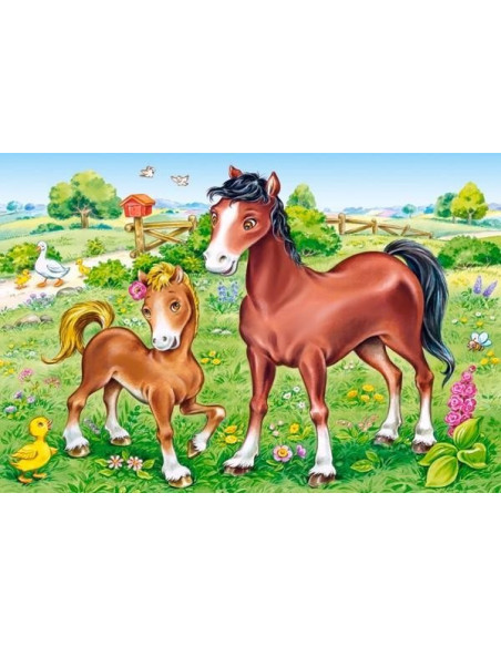 Animal Moms And Babies, Puzzle Castorland 4 In 1 - 8, 12, 15