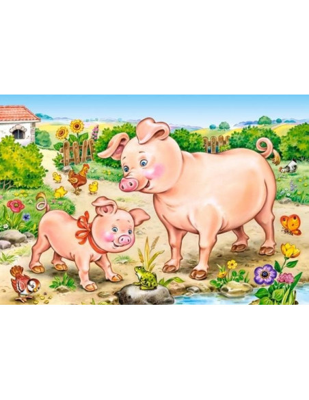 Animal Moms And Babies, Puzzle Castorland 4 In 1 - 8, 12, 15