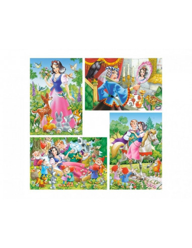 Alba Ca Zapada Si Cei 7 Pitici, Puzzle Castorland 4 In 1 - 8