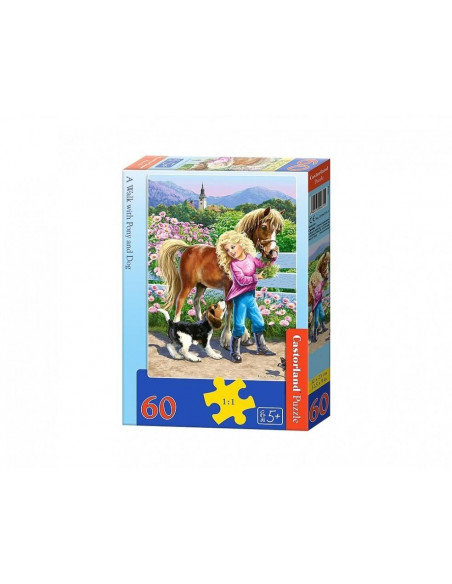 A Walk With Pony And Dog, Puzzle Castorland, 60 Piese,Uniq6755