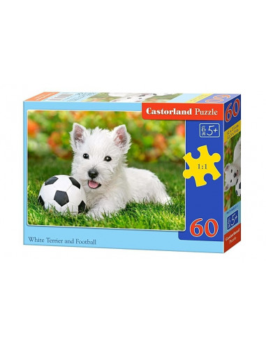 White Terrier and Football, Puzzle Castorland, 60 piese,Uniq6823