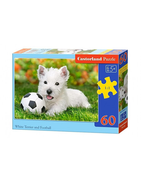 White Terrier and Football, Puzzle Castorland, 60 piese,Uniq6823