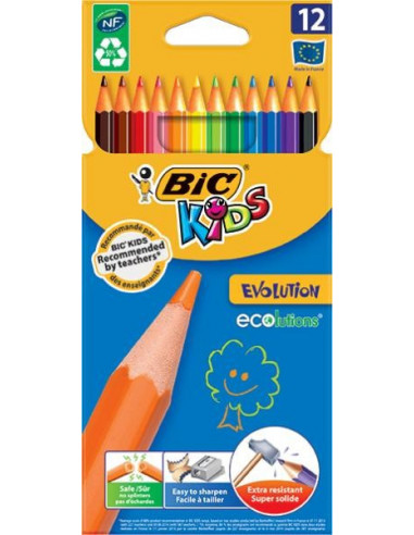 Creioane colorate BIC Evolution, 12 buc/set,82902910