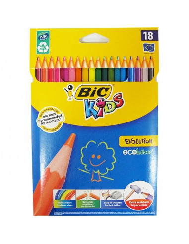 Creioane colorate BIC Evolution, 18 buc/set,937513