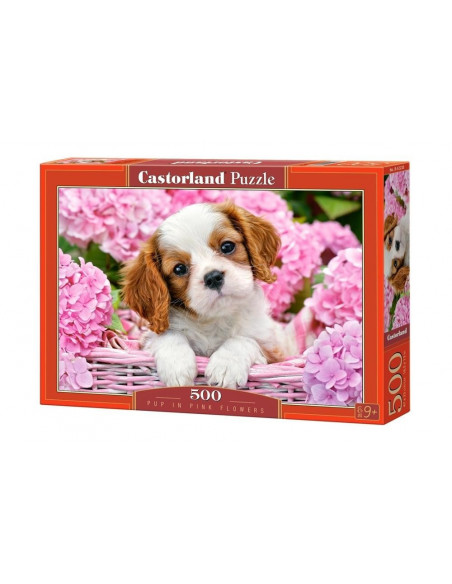Pup in Pink Flowers, Puzzle Castorland, 500 piese,Uniq52233