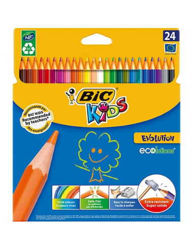 Creioane colorate BIC Evolution, 24 buc/set,937515