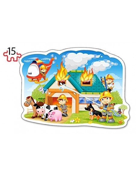 Pompieri, Puzzle Castorland 2 in 1 - 9, 15 piese,Uniq20058