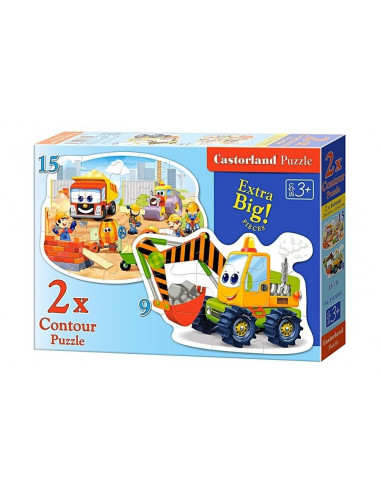 Utilaje de constructii, Puzzle Castorland 2 in 1 - 9, 15