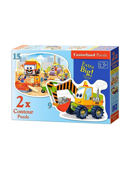 Utilaje de constructii, Puzzle Castorland 2 in 1 - 9, 15