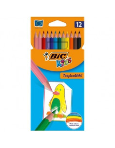 Creioane colorate BIC Tropicolors, 12 buc/set