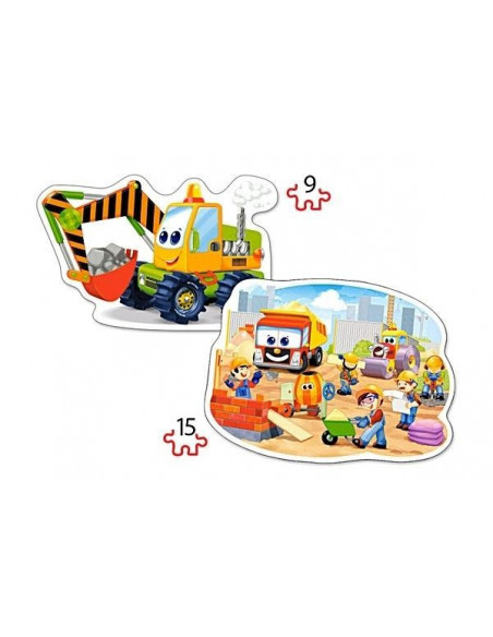 Utilaje de constructii, Puzzle Castorland 2 in 1 - 9, 15