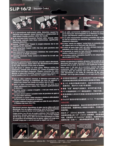 Cablu boxe Audioquest SLiP-DB 16/2, conductor cupru LGC, alb -