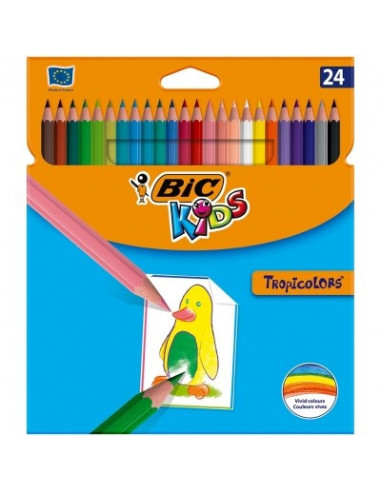 Creioane colorate BIC Tropicolors, 24 buc/set,9375182