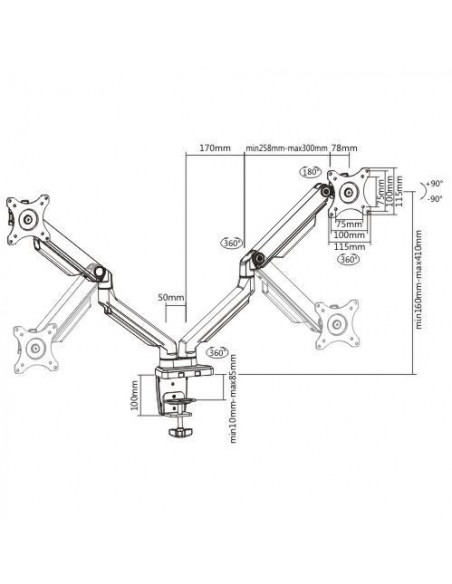 Suport 2 monitoare MNT14-2 Blackmount, 17"-32",SUPMON-BM-MNT14-2