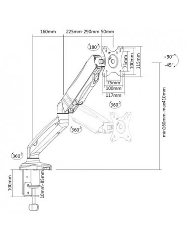 Suport monitor Gas Spring Single Arm Blackmount LDT13-C012