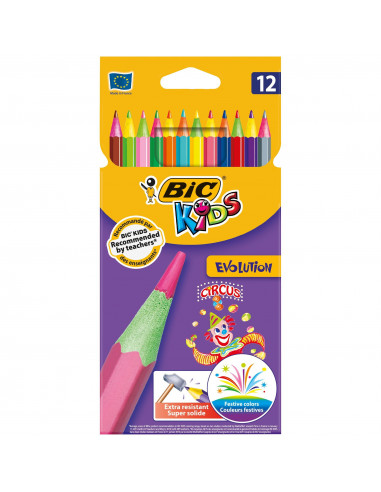 Creioane colorate BIC Evolution Circus, 12 buc/set,8957893