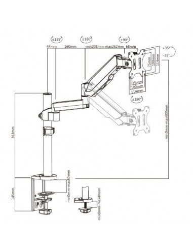 Suport monitor Gas Spring Single Arm Blackmount MNT16-1 Suport monitor Gas Spring Single Arm Blackmount MNT16-1