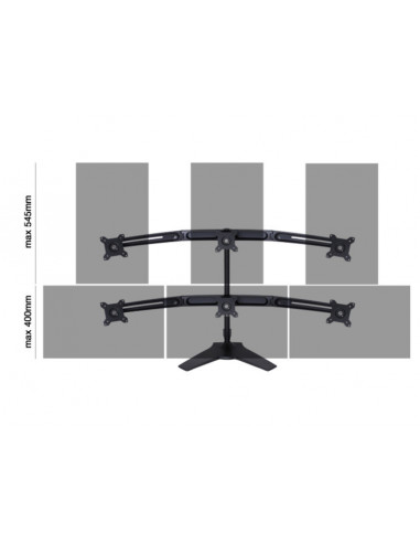 Suport pentru 6 monitoare /LCD birou Multibrackets,15"-24"