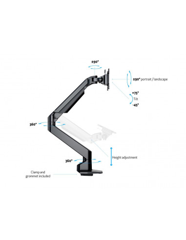 Suport Monitor Gas Lift Multibrackets 7174, 15 - 32" NEGRU