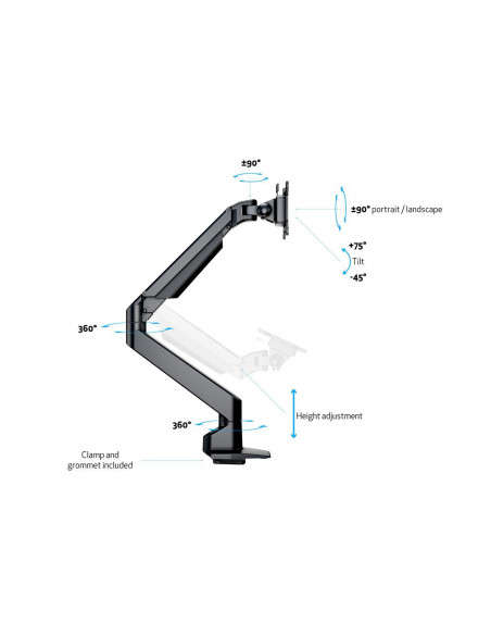 Suport Monitor Gas Lift Multibrackets 7174, 15 - 32" NEGRU