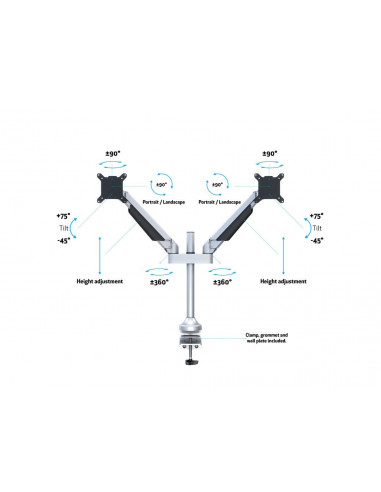 Suport 2 monitoare Multibrackets 7198 pentru monitoare intre