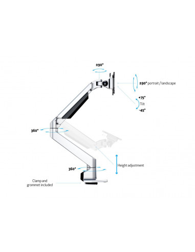 Suport Monitor Gas Lift Multibrackets 5624, 15-32", Silver