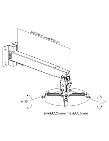 Suport videoproiector perete/tavan BlackMount WALL2, reglabil