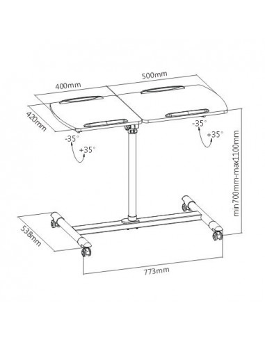 Masuta videoproiector/laptop BlackMount TableStand 5A, inaltime